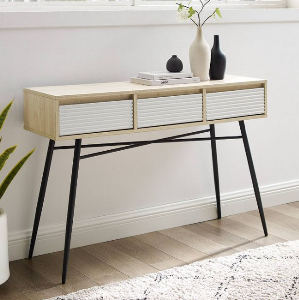 Mid-Century 3-Drawer Entry Table