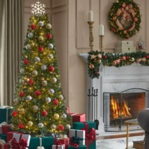 Pre-Lit 6.5' Artificial Festive Pine Christmas Tree