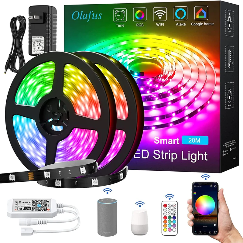 Smart Wi-Fi 50' LED Strip Lights w/ Remote