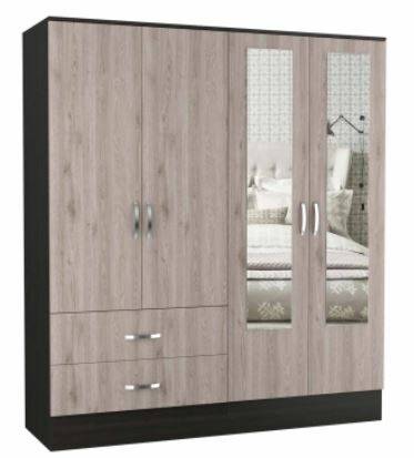 2-Door Wood Mirrored Armoire