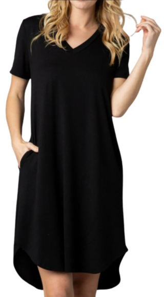 V-Neck Pocket Dress