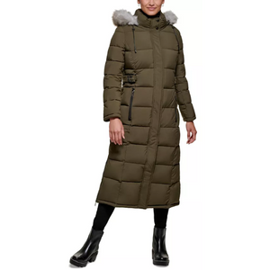 DKNY Women's Faux-Fur Hooded Maxi Puffer Coat