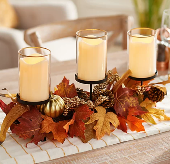 3-LED Candles Harvest Centerpiece