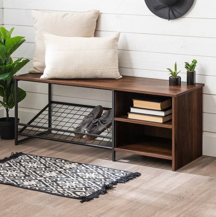 Wood Shoe Storage Bench