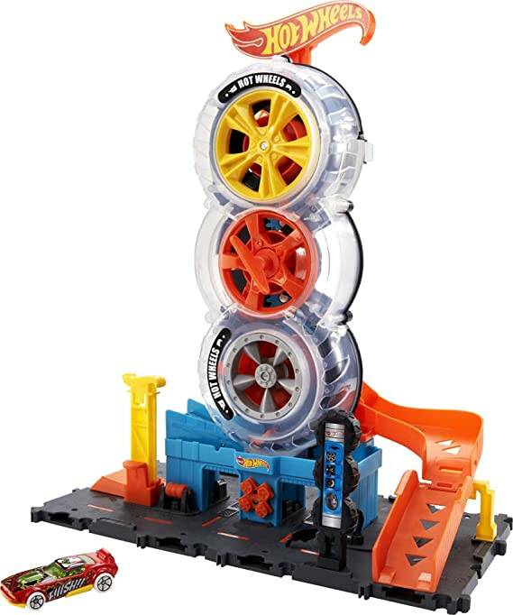 Hot Wheels City Super Twist Tire Shop Playset