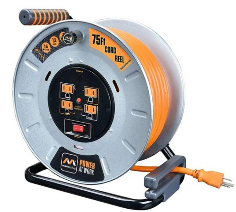 MasterPlug 75' Metal Extension Cord Reel