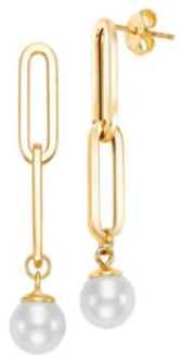 Freshwater Pearl 14K Yellow Gold Plate Earrings