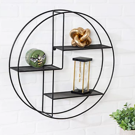 Metal Rustic Circular Wall Shelf