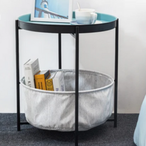 Collapsible Iron End Table w/ Storage