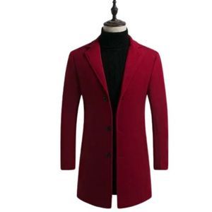 Winter Wool Men's Stand Collar Single Breasted Overcoat