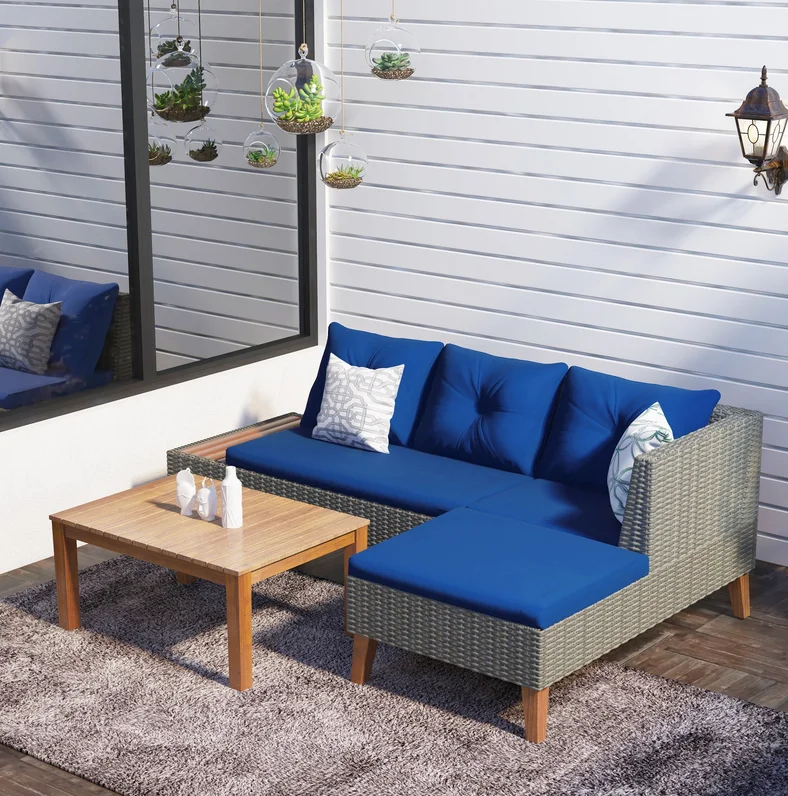 4-Person Patio Sectional Set w/ Cushions