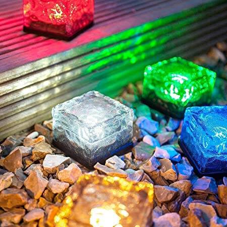 4-Pack Solar Glass Brick Lights