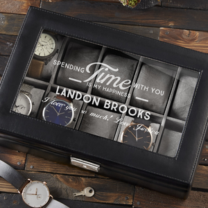 Personalized Leather 10-Slot Watch Box