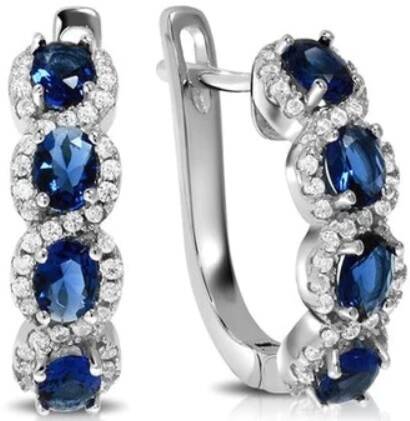 Sapphire & Moissanite Halo Hoops