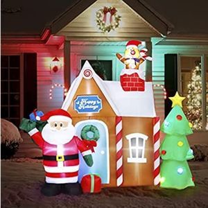 Inflatable 7' Gingerbread House w/ Christmas Decoration