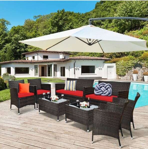 8-Piece Rattan Patio Furniture Set