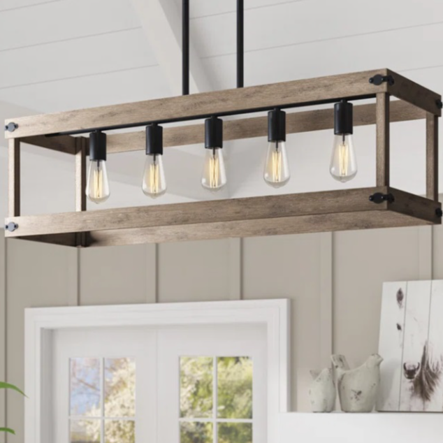 5-Light Farmhouse Rectangle Chandelier