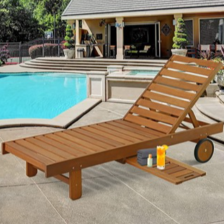 Outdoor Hardwood Sun Lounger w/ Tray