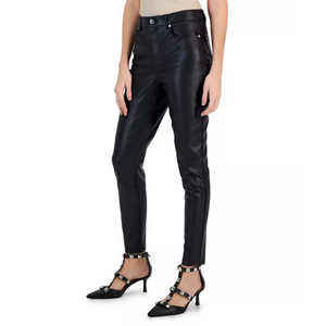 INC Women's Faux-Leather Skinny Pants