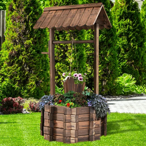 Wood Wishing Well Bucket Planter