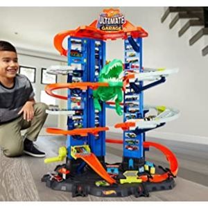 Hot Wheels Ultimate Garage Vehicle Track Set w/ Moving T-Rex Dinosaur