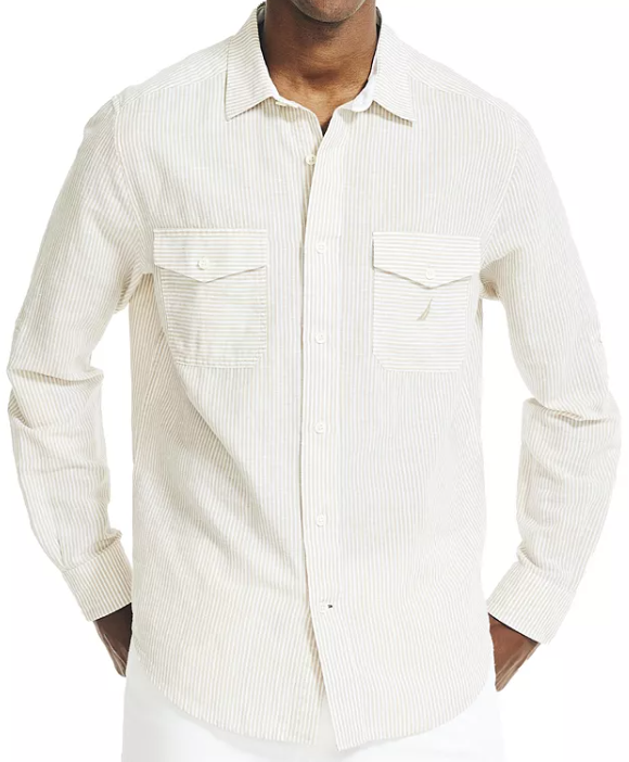 Nautica Men's Striped Linen Shirt