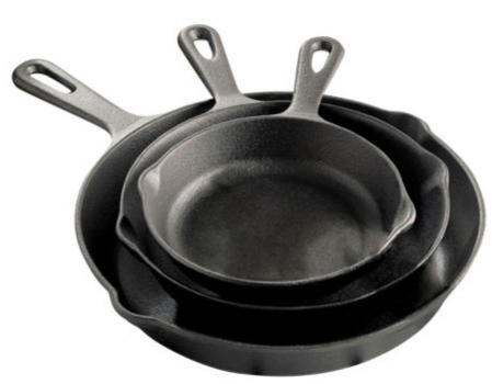 Cooks 3-Piece Pre-Seasoned Cast Iron Pan Set