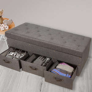 Tufted Storage Ottoman w/ 3 Compartments