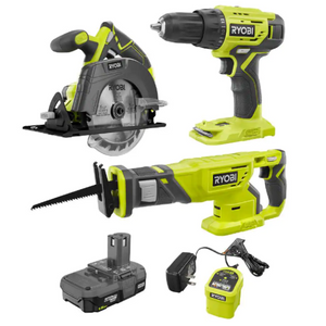 Ryobi ONE+ 18V Lithium-Ion Cordless 3-Tool Combo