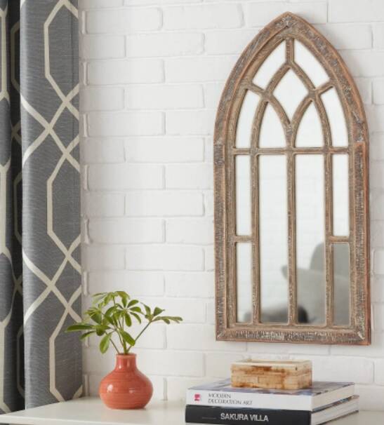 Windowpane Antiqued Farmhouse Accent Mirror