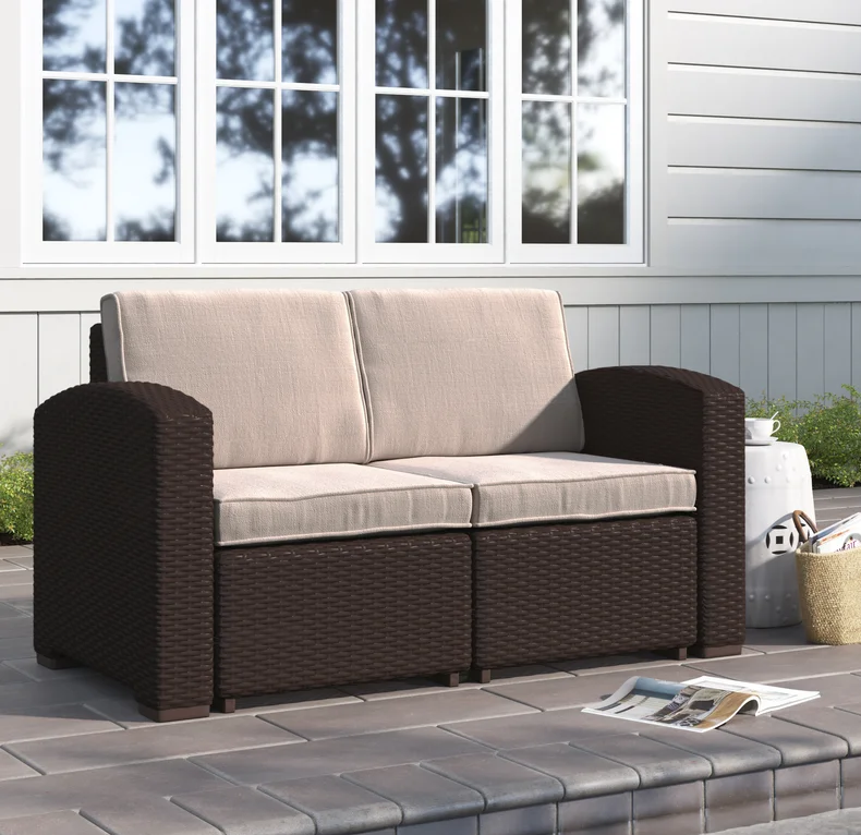 Patio Cushioned Loveseat