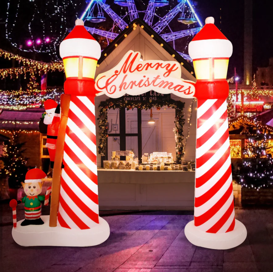 Inflatable 9' Christmas Santa & Elf Arch