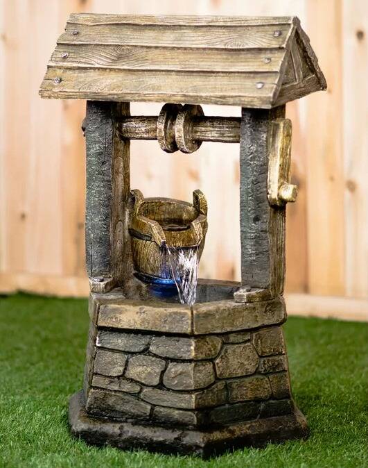 Resin Wishing Well w/ Pouring Bucket Fountain