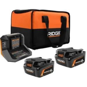 Ridgid 18V 6.0 Ah & 4.0Ah Lithium-Ion Battery Kit