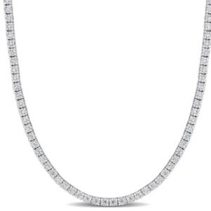 12.5 CTW Moissanite 18K White Gold Plate Tennis Necklace