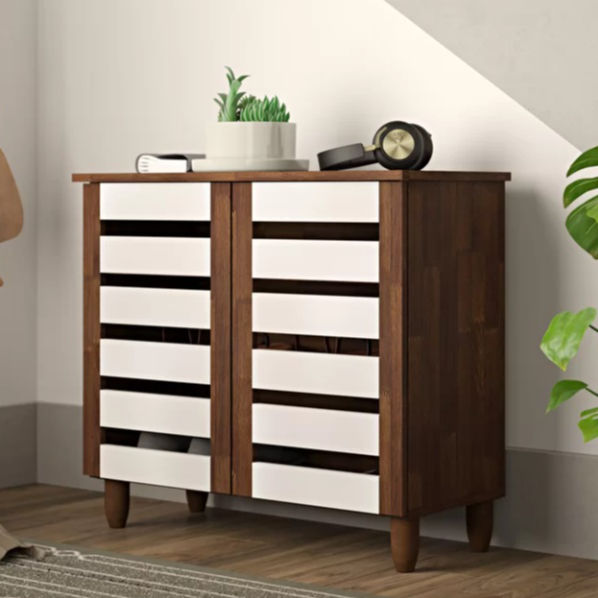 Wood 9-Pair Shoe Storage Cabinet