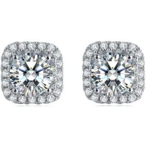 1-Ctw Halo Moissanite Stud Earrings