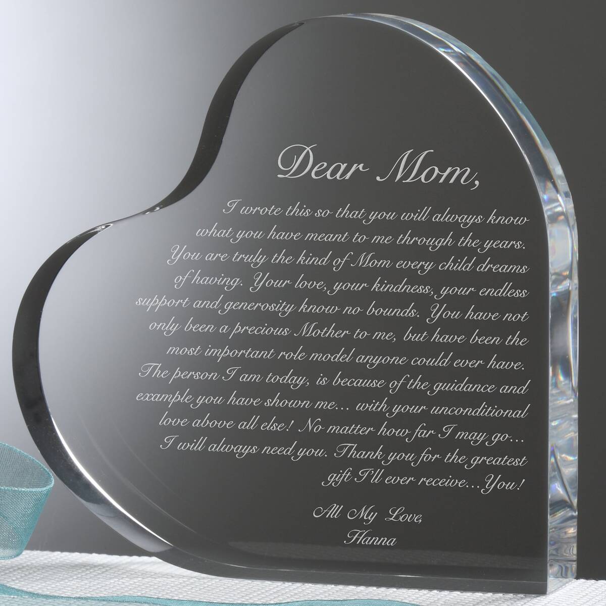 A Letter To Mom Personalized Heart Sculpture