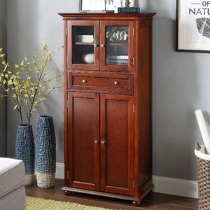 Solid Wood 4-Door Tall Storage Cabinet