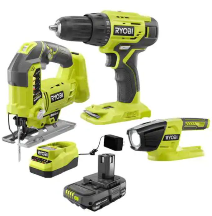 Ryobi ONE+ 18V Cordless 3-Tool Kit w/Battery & Charger