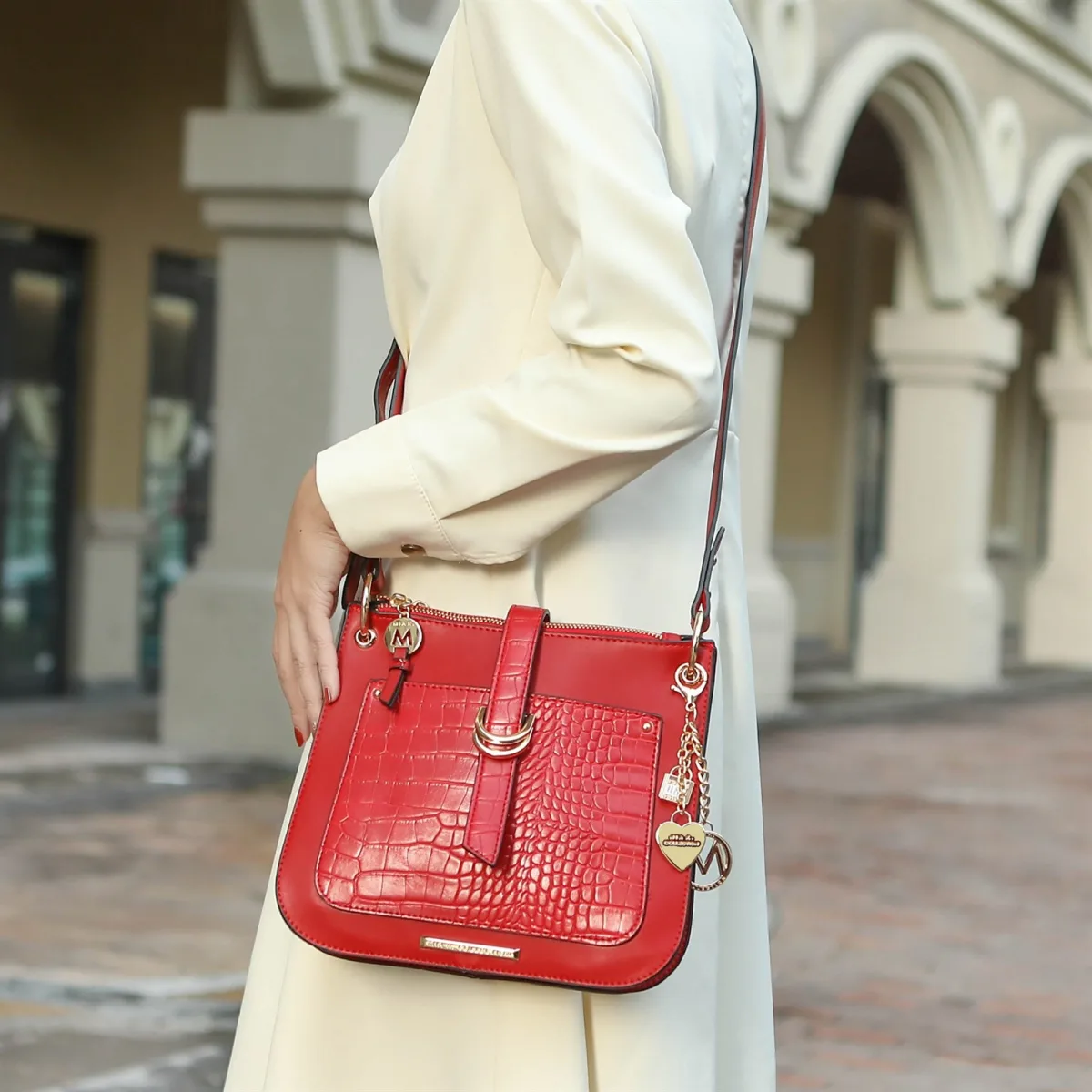 MKF Collection Crocodile-Embossed Crossbody Bag