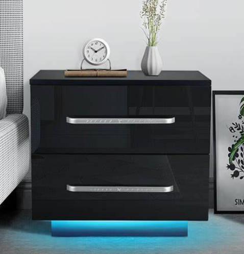 LED Color 2-Drawer Nightstand