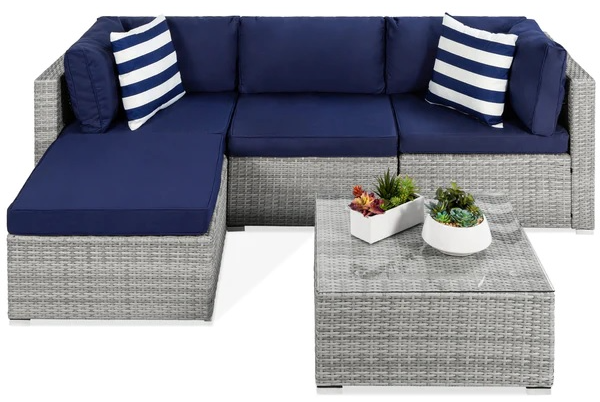 5-Piece Wicker Sectional Conversation Set