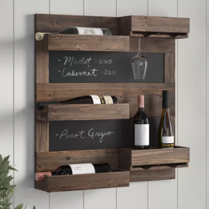 Wall Mount Wine Bottle & Glass Rack