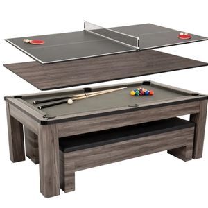 Wood 7' Billiard, Table Tennis & Dining Table