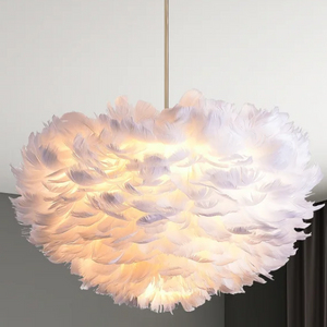 3-Light Dimmable Feather Chandelier