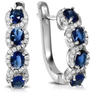 1 CTW Sapphire Halo Hoop Earrings