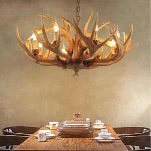 6-Light Deer Horn Ceiling Chandelier