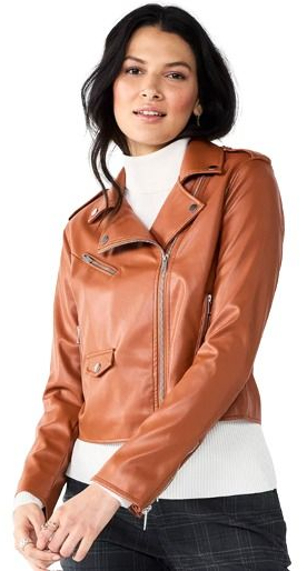 Nine West Women's Faux-Leather Moto Jacket