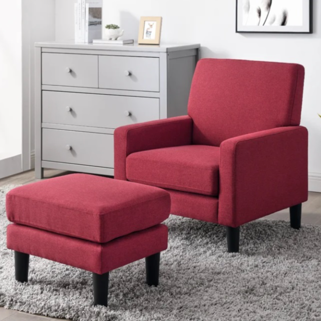 Upholstered Armchair w/ Ottoman